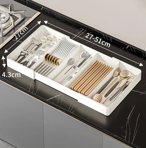Expandable Drawer Divider Tray for Kitchen Utensils Bathroom Cosmetics